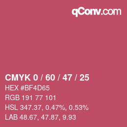 カラーコード: CMYK 0 / 60 / 47 / 25 | qconv.com