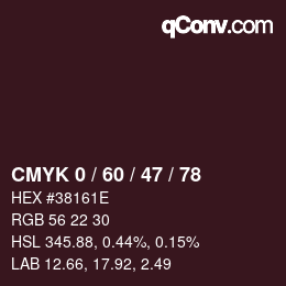 カラーコード: CMYK 0 / 60 / 47 / 78 | qconv.com