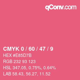 カラーコード: CMYK 0 / 60 / 47 / 9 | qconv.com