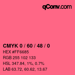 Farbcode: CMYK 0 / 60 / 48 / 0 | qconv.com