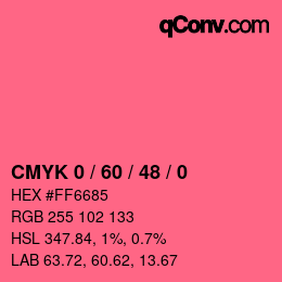 カラーコード: CMYK 0 / 60 / 48 / 0 | qconv.com
