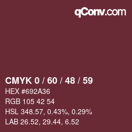 カラーコード: CMYK 0 / 60 / 48 / 59 | qconv.com