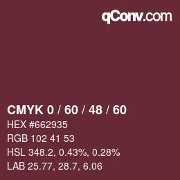 颜色代码: CMYK 0 / 60 / 48 / 60 | qconv.com