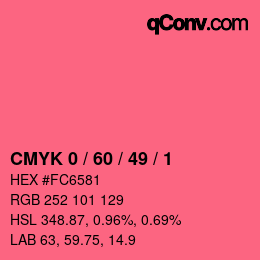 颜色代码: CMYK 0 / 60 / 49 / 1 | qconv.com