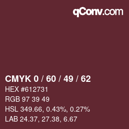 Color code: CMYK 0 / 60 / 49 / 62 | qconv.com