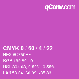 カラーコード: CMYK 0 / 60 / 4 / 22 | qconv.com