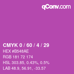 カラーコード: CMYK 0 / 60 / 4 / 29 | qconv.com