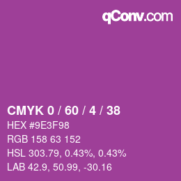 カラーコード: CMYK 0 / 60 / 4 / 38 | qconv.com