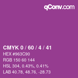 颜色代码: CMYK 0 / 60 / 4 / 41 | qconv.com