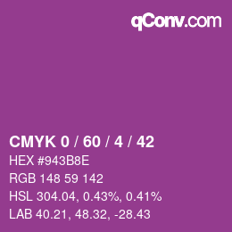 カラーコード: CMYK 0 / 60 / 4 / 42 | qconv.com