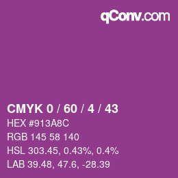 カラーコード: CMYK 0 / 60 / 4 / 43 | qconv.com