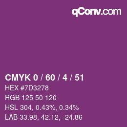 Color code: CMYK 0 / 60 / 4 / 51 | qconv.com