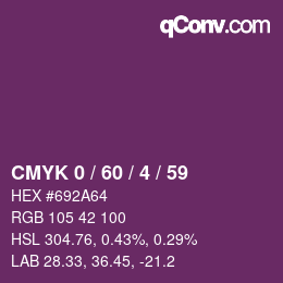 カラーコード: CMYK 0 / 60 / 4 / 59 | qconv.com