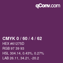 カラーコード: CMYK 0 / 60 / 4 / 62 | qconv.com