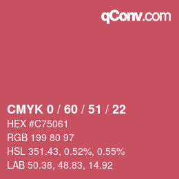 カラーコード: CMYK 0 / 60 / 51 / 22 | qconv.com