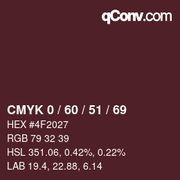 Color code: CMYK 0 / 60 / 51 / 69 | qconv.com