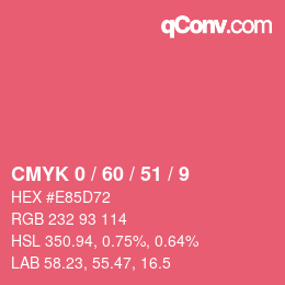 颜色代码: CMYK 0 / 60 / 51 / 9 | qconv.com