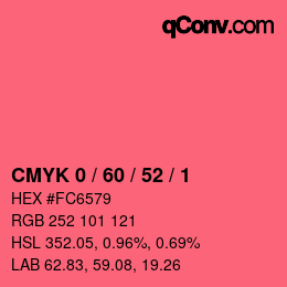 颜色代码: CMYK 0 / 60 / 52 / 1 | qconv.com