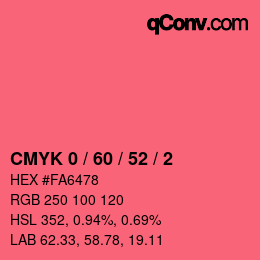 颜色代码: CMYK 0 / 60 / 52 / 2 | qconv.com