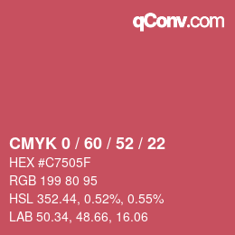 カラーコード: CMYK 0 / 60 / 52 / 22 | qconv.com