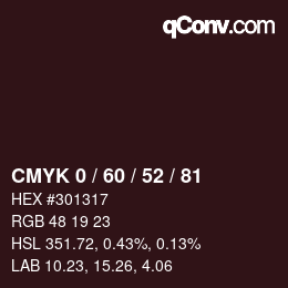 颜色代码: CMYK 0 / 60 / 52 / 81 | qconv.com