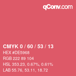 カラーコード: CMYK 0 / 60 / 53 / 13 | qconv.com