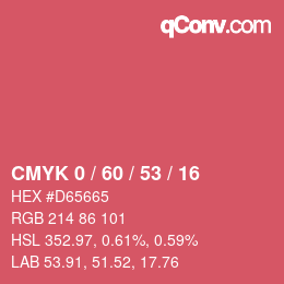 颜色代码: CMYK 0 / 60 / 53 / 16 | qconv.com