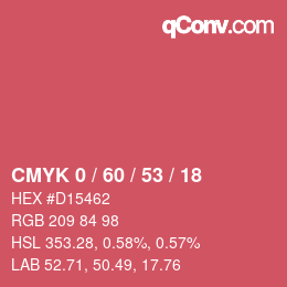 颜色代码: CMYK 0 / 60 / 53 / 18 | qconv.com