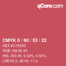 颜色代码: CMYK 0 / 60 / 53 / 22 | qconv.com