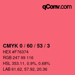 Color code: CMYK 0 / 60 / 53 / 3 | qconv.com