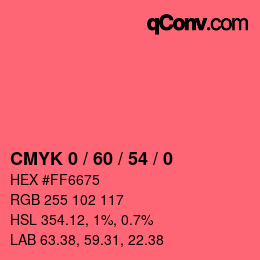 カラーコード: CMYK 0 / 60 / 54 / 0 | qconv.com