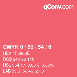 カラーコード: CMYK 0 / 60 / 54 / 6 | qconv.com