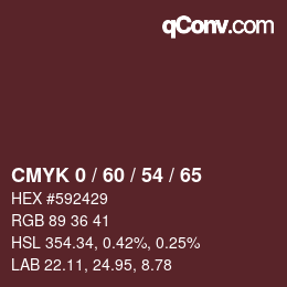 カラーコード: CMYK 0 / 60 / 54 / 65 | qconv.com