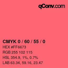 カラーコード: CMYK 0 / 60 / 55 / 0 | qconv.com