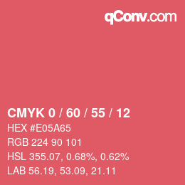 Farbcode: CMYK 0 / 60 / 55 / 12 | qconv.com