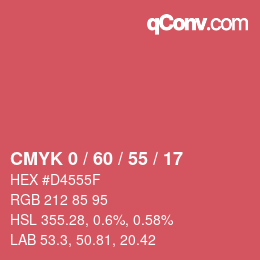 カラーコード: CMYK 0 / 60 / 55 / 17 | qconv.com