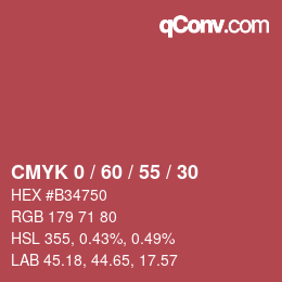 颜色代码: CMYK 0 / 60 / 55 / 30 | qconv.com