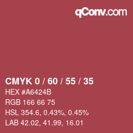 カラーコード: CMYK 0 / 60 / 55 / 35 | qconv.com