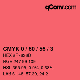 Farbcode: CMYK 0 / 60 / 56 / 3 | qconv.com