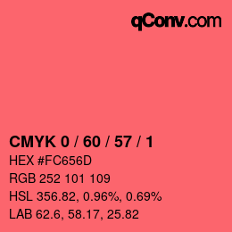 カラーコード: CMYK 0 / 60 / 57 / 1 | qconv.com