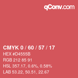 カラーコード: CMYK 0 / 60 / 57 / 17 | qconv.com
