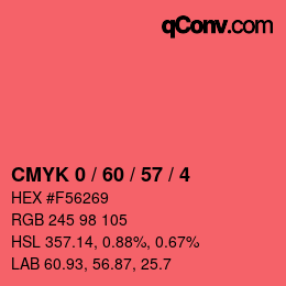 颜色代码: CMYK 0 / 60 / 57 / 4 | qconv.com