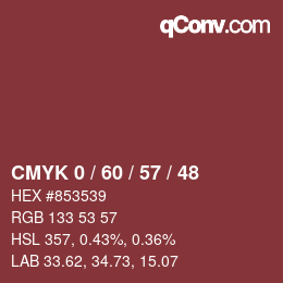カラーコード: CMYK 0 / 60 / 57 / 48 | qconv.com