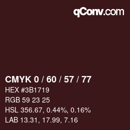 カラーコード: CMYK 0 / 60 / 57 / 77 | qconv.com