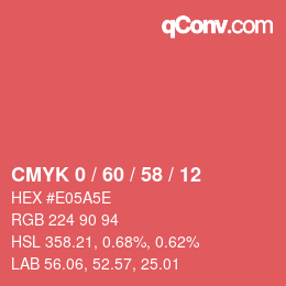 カラーコード: CMYK 0 / 60 / 58 / 12 | qconv.com