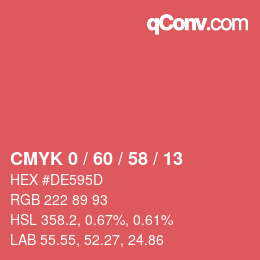 カラーコード: CMYK 0 / 60 / 58 / 13 | qconv.com