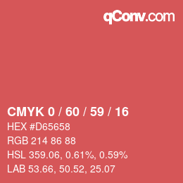 カラーコード: CMYK 0 / 60 / 59 / 16 | qconv.com