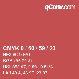 颜色代码: CMYK 0 / 60 / 59 / 23 | qconv.com