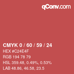 カラーコード: CMYK 0 / 60 / 59 / 24 | qconv.com