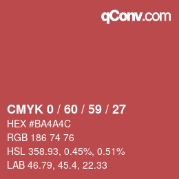 Color code: CMYK 0 / 60 / 59 / 27 | qconv.com